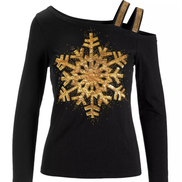 Sequin Snowflake Strappy Knit Top - Picture 1 of 1